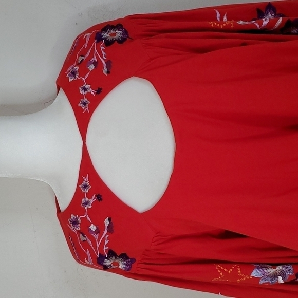 NWT Free People Lita Red Embroidered Top Size Small - Picture 3 of 12